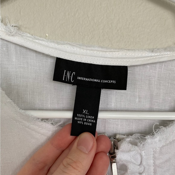 I•N•C white linen zip up jacket woman’s XL - Picture 3 of 7